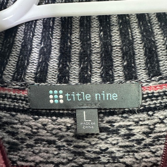 Title‎ Nine Sweater Full Zip Women's Large Nordic Ski Aztec Apres Merino Wool - Picture 6 of 7